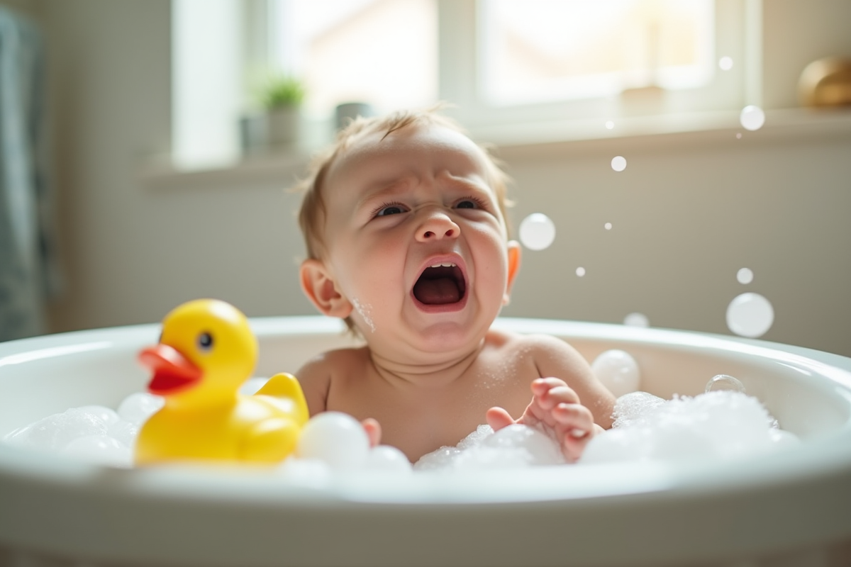 Bébé pleure dans le bain : causes et solutions pour apaiser votre enfant